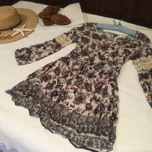 Red, Blue, and White Floral Print Dress